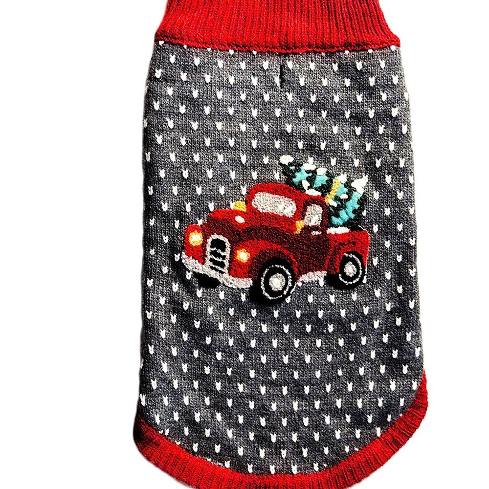 Dog Christmas Sweater ~ Pickup Truck w/Tree Applique ~ MEDIUM ~ Excel Pre-Owned